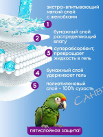 Rabby пеленки для животных одноразовые нетканный материал, х/б, целлюлоза 60х60 см 30 шт