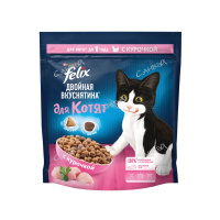 Felix Корм сухой для котят Двойная вкуснятина Подушечки с курицей 600 гр