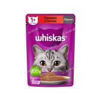 Вискас Корм влажный для кошек Паштет с говядиной и печенью 75 гр