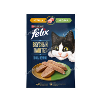 Felix Корм влажный для кошек Вкусный паштет со вкусом курицы и кролика 75 г