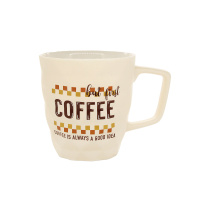Кружка керамическая с надписью Coffee бежевая 395 мл