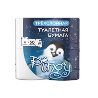 Pingy бумага туалетная 3-х слойн. (4шт на втулке) 30м белая 1уп. п/э / 12шт / PAP30-2/4 / 538819