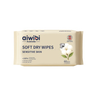 Aiwibi Салфетки сухие из нетканного материала для чувствительной кожи 18х20 см 60 шт