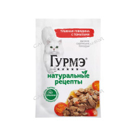 Гурмэ Корм влажный для кошек Натуральные рецепты Говядина и томаты 75 г