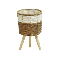 Напольное кашпо для цветов на ножках джут бежевый 21x21x34 см