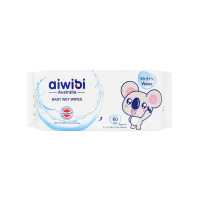 Aiwibi Влажные салфетки детские для чувствительной кожи с клапаном 0+ 60 шт