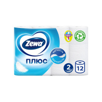Zewa Туалетная бумага двухслойная Plus белая 12 шт