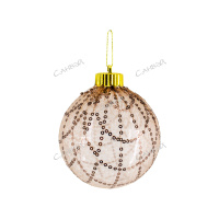 MU Шар ёлочный 10см (с пайетками) узоры золотой полистирол GT 1шт / 144шт / YH40430-687 / 507853