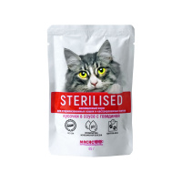 Мяснофф Sterilised Корм влажный Кусочки в соусе с говядиной для стерилизованных кошек 85 гр