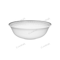 Салатник из стеклокерамики Сильвия бело-серый с узорами круглый 15,2 см