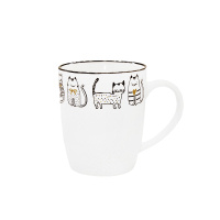 Кружка керамическая с котами белая 380 мл