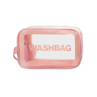 Косметичка на молнии универсальная с 2 ручками розовая 26x9,5x15 см