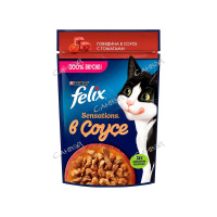 Felix Sensations Корм влажный для кошек Говядина в соусе с томатами 75 гр