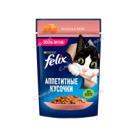 Felix Корм влажный для кошек Аппетитные кусочки с лососем в желе 75 гр