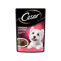 Cesar Корм влажный для собак Говядина с кроликом в шпинатном соусе 85 гр