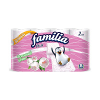 Familia Туалетная бумага двухслойная Plus бело-розовая Spring Blossom 8 шт
