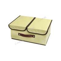 GreenTime Короб для хранения с двойной крышкой БЕЖ 35х25х16 см