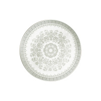 Тарелка десертная из стеклокерамики Сильвия бело-серая с узором 18,7 см