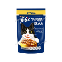 Felix Корм влажный для кошек Природа вкуса с курицей в соусе 75 гр