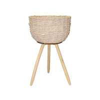 Напольное кашпо для цветов на ножках джут бежевый 35x35x55 см