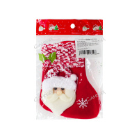DVL Носок д/подарков Дед Мороз,олени,снеговик красный 1шт 16,5*10см п/э GT / 200шт / EZ21118-009 / 9