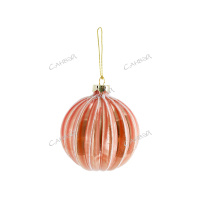 Елочная игрушка Шар с с рифленым рисунком цвет розовый глянец 8см стекло /Арт-SYBLQA-392125/552938/S