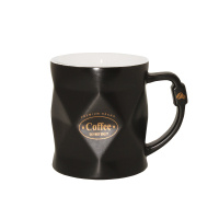 Кружка керамическая с надписью для кофе черная 390 мл