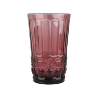 Стакан стеклянный высокий розовый с орнаментом 12x8 см 250 мл