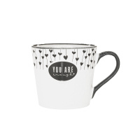 Кружка керамическая с надписью You Are Enough бело-серая 405 мл